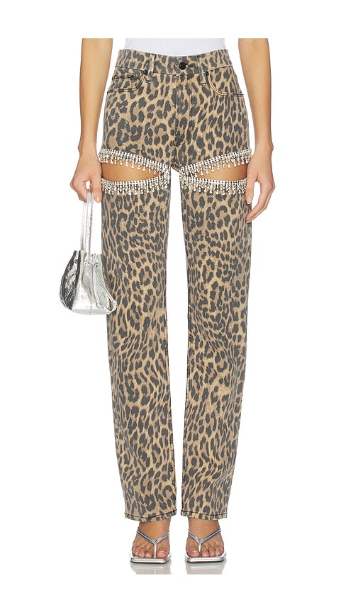 Good American Leopard Good Icon Straight Diamond Jeans in Brown. - size 22 (also in 18, 24)