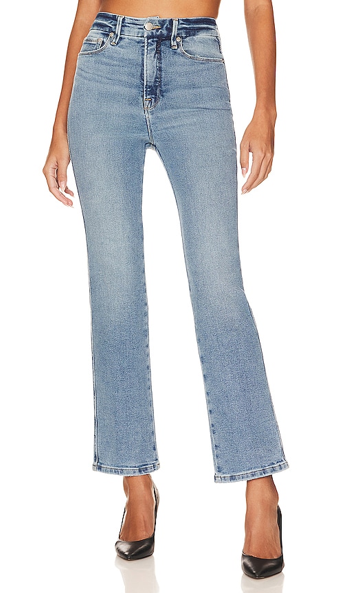 Good American Good Curve Distressed High-rise Slim-leg Jeans In Indigo390