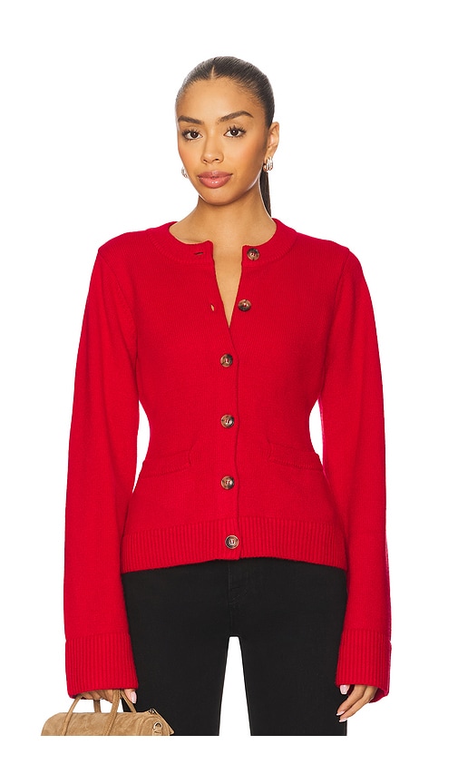 Good American Button Front Knit Cardigan Chili001 In Red