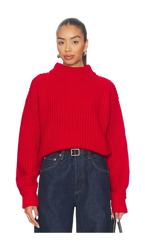 Good American Womens Chili001 Chunky Mock-neck Knitted Jumper In Red