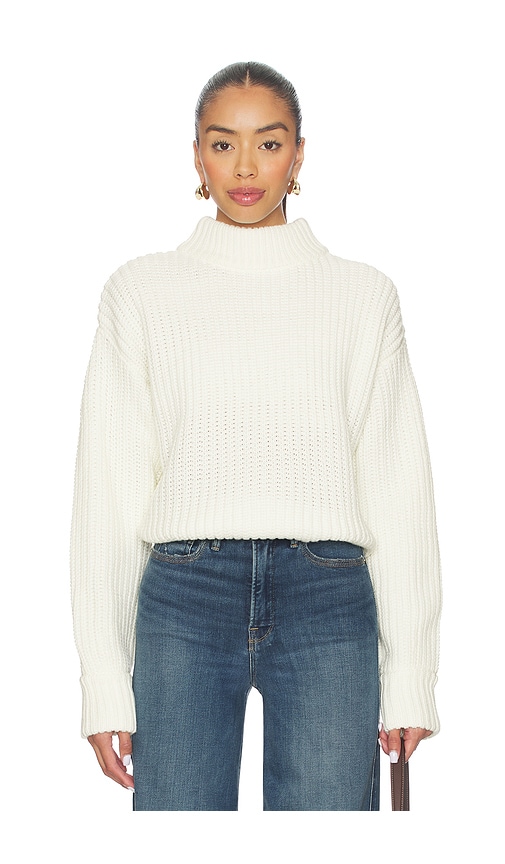 Good American Chunky Knit Mock Neck Sweater In White