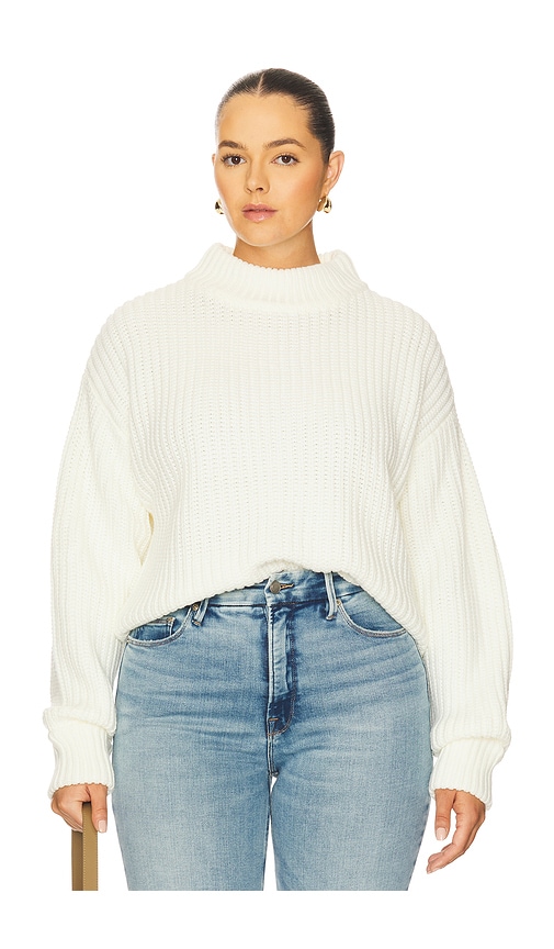 Good American Chunky Knit Mock Neck Sweater In White