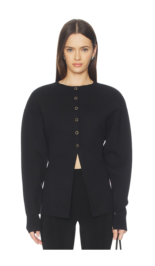 Good American Exaggerated Sleeve Cardigan In Black