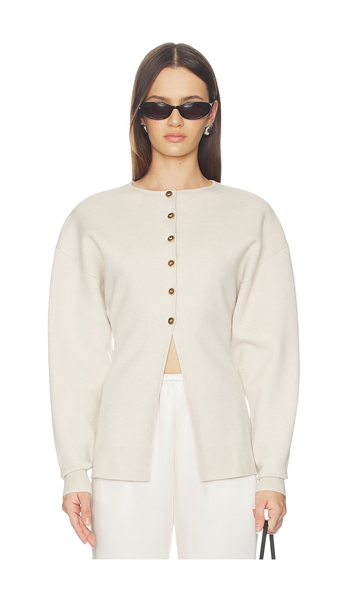 Good American Exaggerated Sleeve Cardigan In Neutral