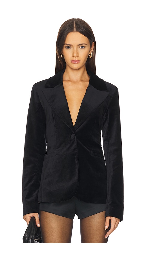 Good American Velvet Sculpted Blazer In Black