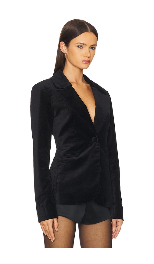 Good American Velvet Sculpted Blazer In Black