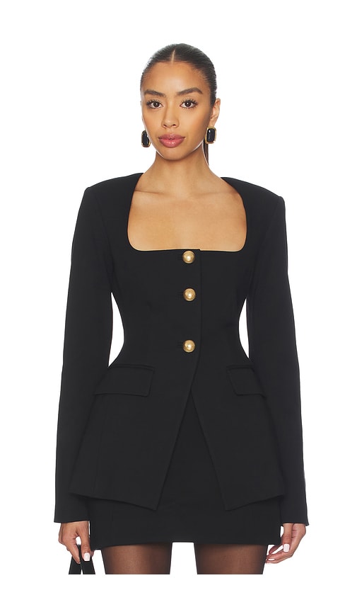 Good American Soft Stretch Ponte Sculpted Blazer In Black