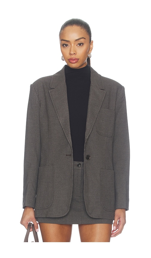 Good American The Oversized Blazer in Charcoal Mini Houndstooth in Charcoal. - size XL/1X (also in L, M, S, XS)