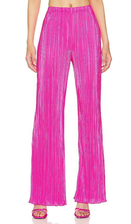 Good American Always Fits Plisse Pant in Fuchsia Pink001