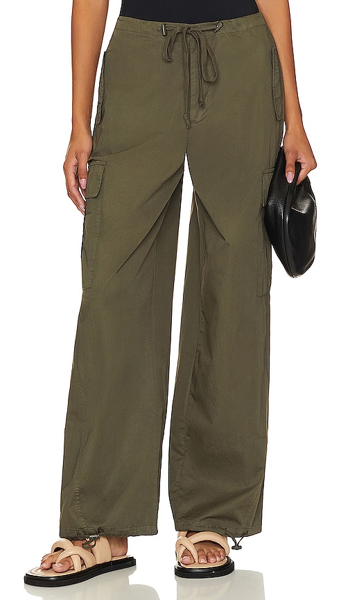 Good American Cotton Parachute Trousers In Olive