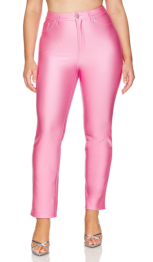 Shop Good American Compression Shine Straight Pant In Sorority Pink003