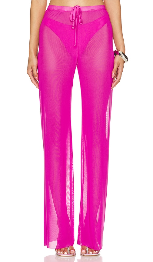 Shop Good American Wide Mesh Pants In Pink Glow002