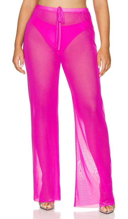 Shop Good American Wide Mesh Pants In Pink Glow002
