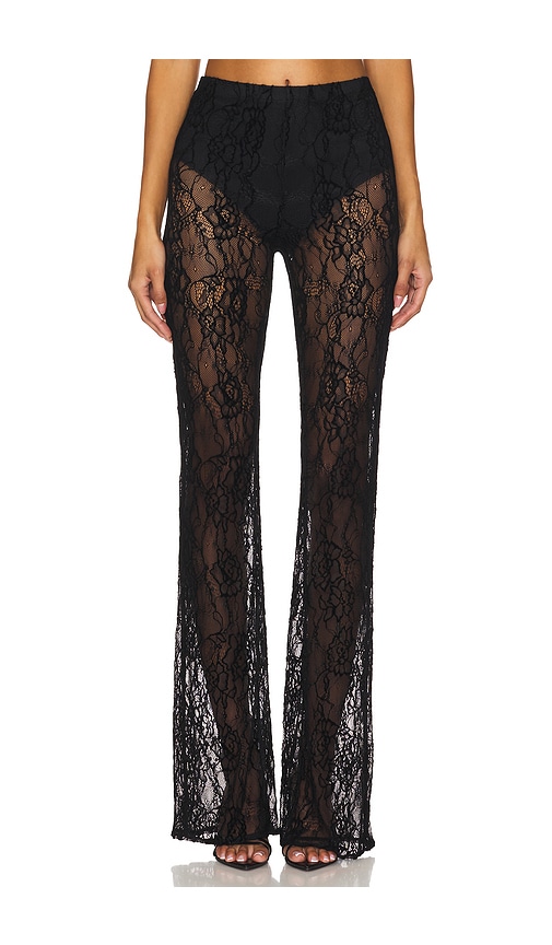 Good American Lace Flare Pant in Black001