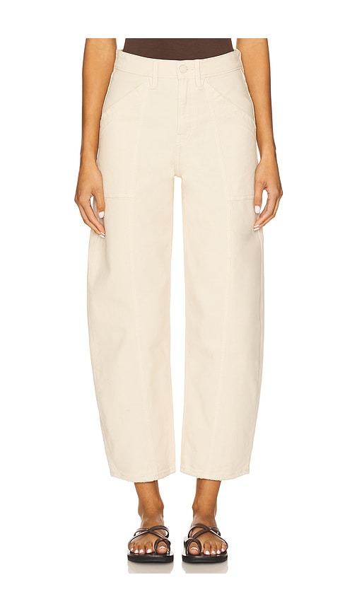 Good American Canvas Cropped Barrel Pants In Neutral
