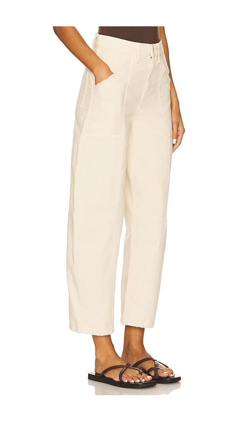 Good American Canvas Cropped Barrel Pants In Neutral
