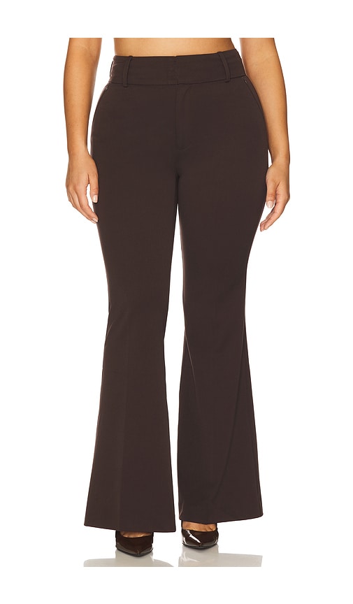 Good American Essential Suiting Flare Trousers In Brown