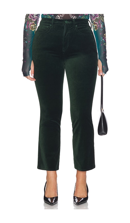  Good American Velvet Good High Rise Kick Flare Pants In Dark Green. Taglia 0. Also In 2, 4, 10, 22, 24. 