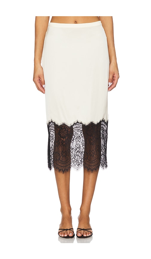 Good American Satin Lace Slip Midi Skirt