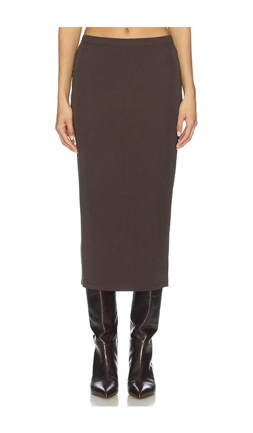 Good American Matte Jersey Midi Pencil Skirt in Brown. Size XS. Also in S, L.