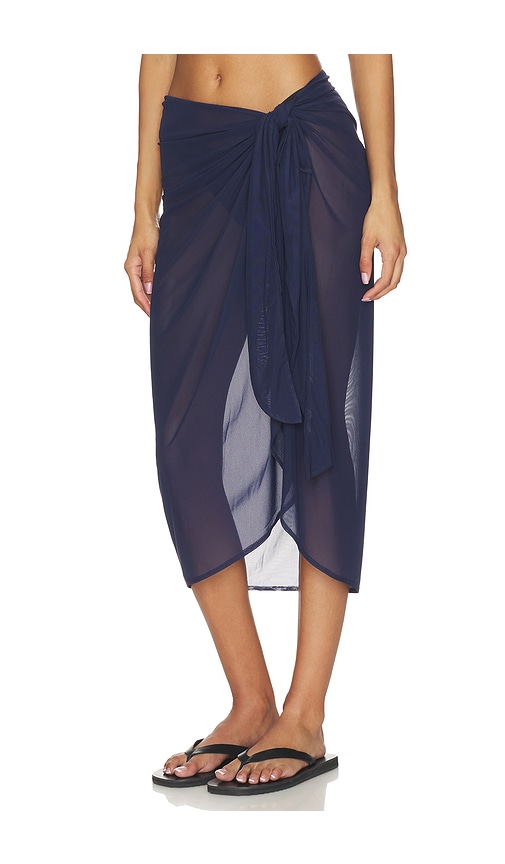  Good American Midi-sarong Mesh In Navy. 