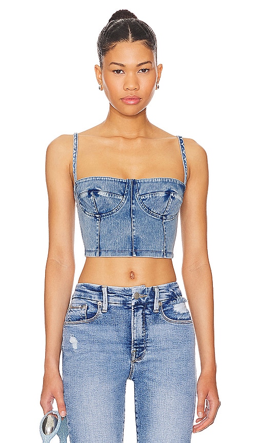 【新品】Ameri/RIB MIX DENIM BUSTIER/S RIB MIX DENIM BUSTIER
