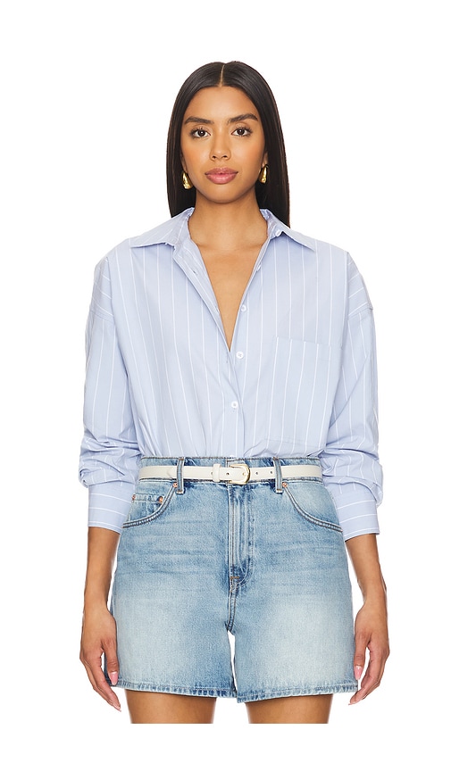 Good American Oversized Stripe Shirt In Glass Stripe002