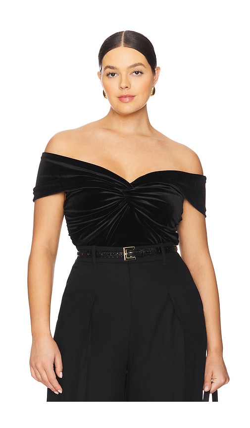 GOOD AMERICAN VELVET OFF SHOULDER TOP