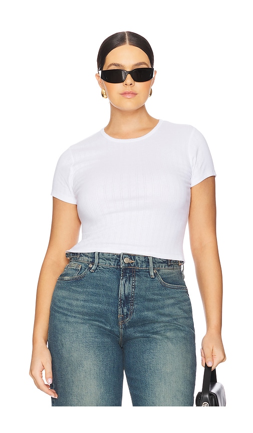 GOOD AMERICAN COTTON POINTELLE BABY TEE 