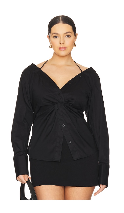 GOOD AMERICAN POPLIN OFF SHOULDER TOP 