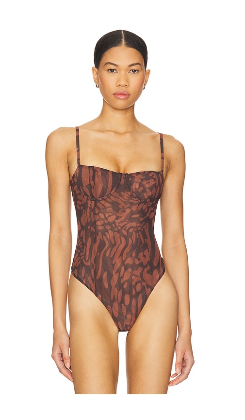 GOOD AMERICAN MESH BUSTIER BODYSUIT 