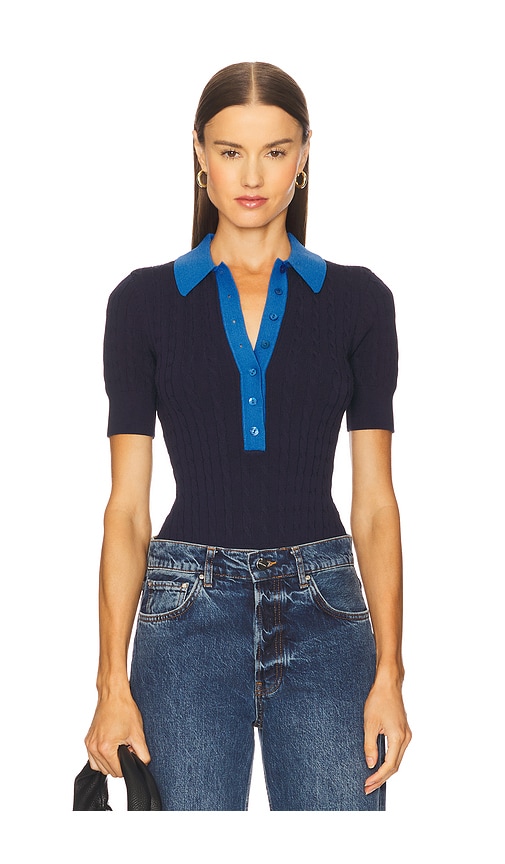 Good American Cable Knit Bodysuit Midnight002 In Blue