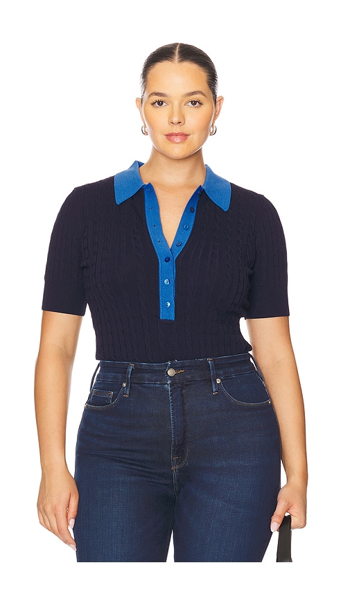 Good American Cable Knit Bodysuit Midnight002 In Blue