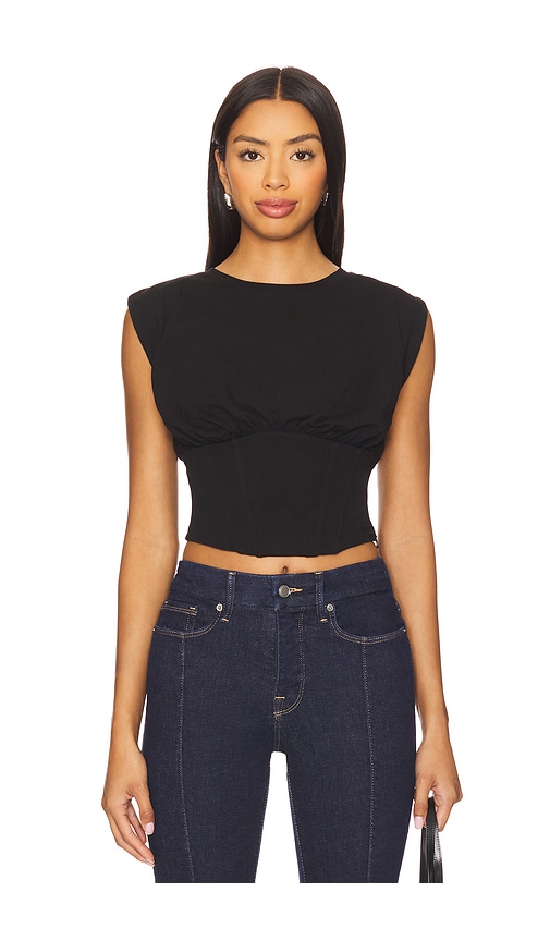 Good American Womens Black001 Sleeveless Corset Cotton-jersey Top In Black