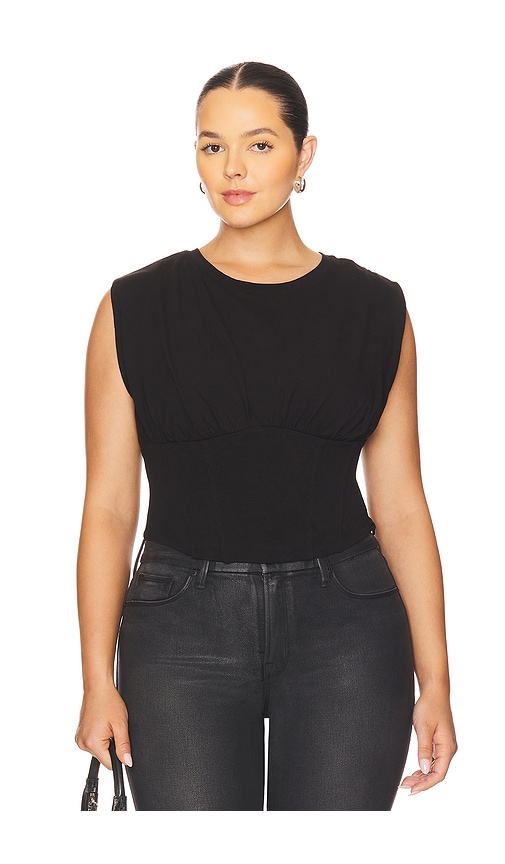 Good American Womens Black001 Sleeveless Corset Cotton-jersey Top In Black