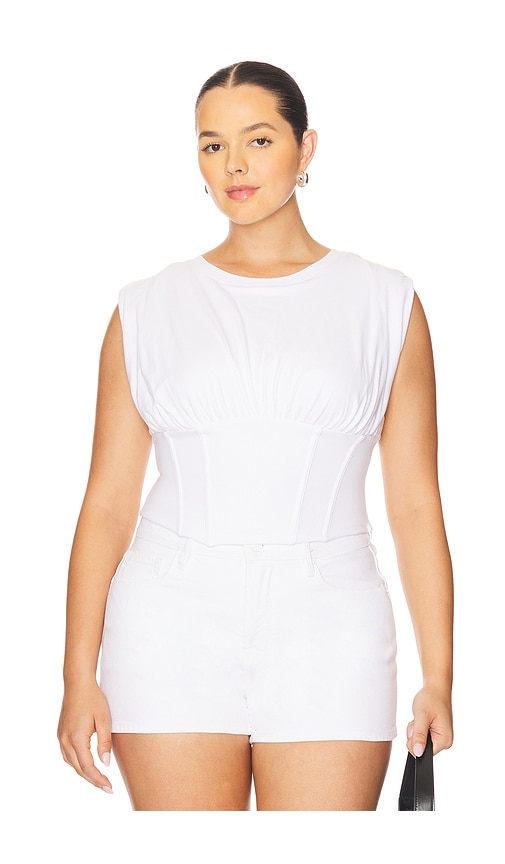 Good American Womens White001 Corset Sleeveless Stretch-cotton Top In White