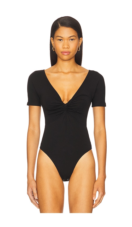 Good American Jersey Twist Front Bodysuit In Black