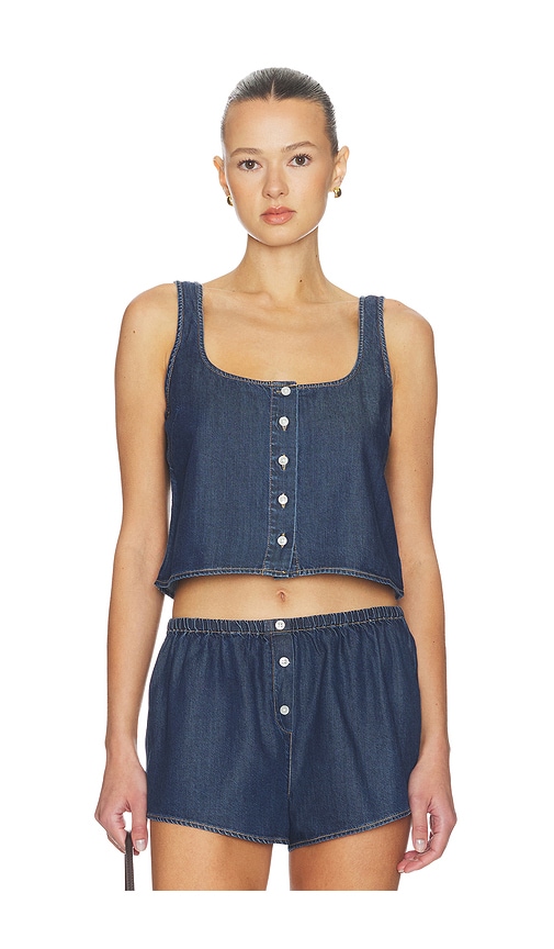 Good American Denim Button Front Tank Top en Blue Taille L Also en XS S M XL XXL 109 €