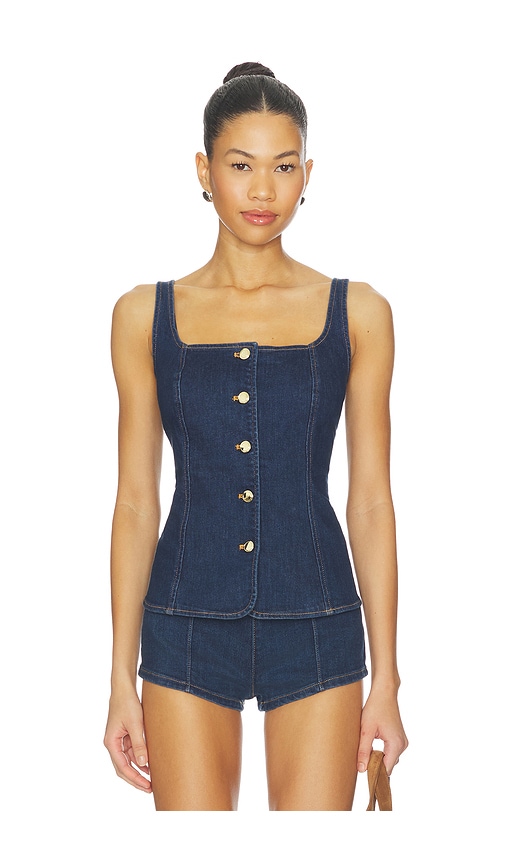 Good American Sleeveless Button Front Denim Top en Blue Taille M Also en XS S L 143 €