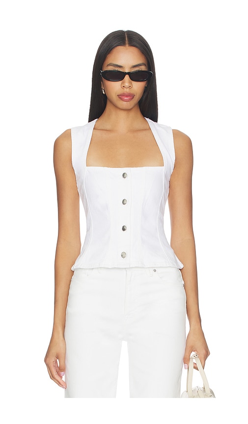 Good American Button Front Peplum Top en White Taille XS Also en S XL 165 €