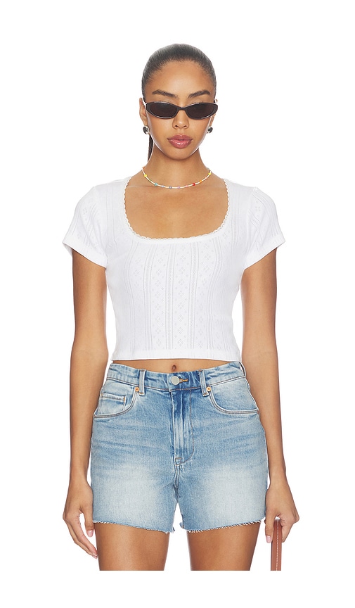 Good American The Pointelle Square Neck Top