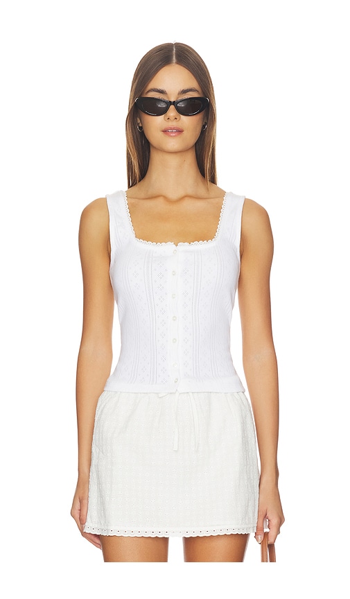 Good American The Pointelle Button Down Tank Top
