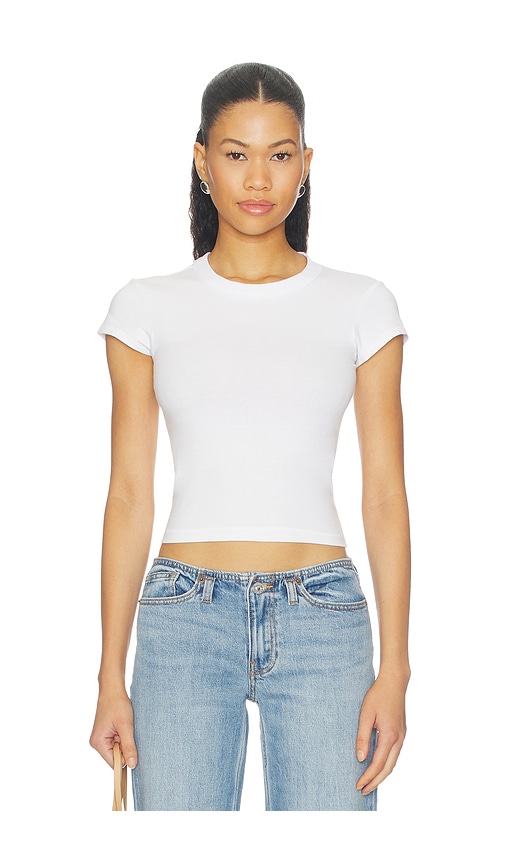 Good American The Cap Sleeve Tee in White. - size L (also in M, S, XL, XS)
