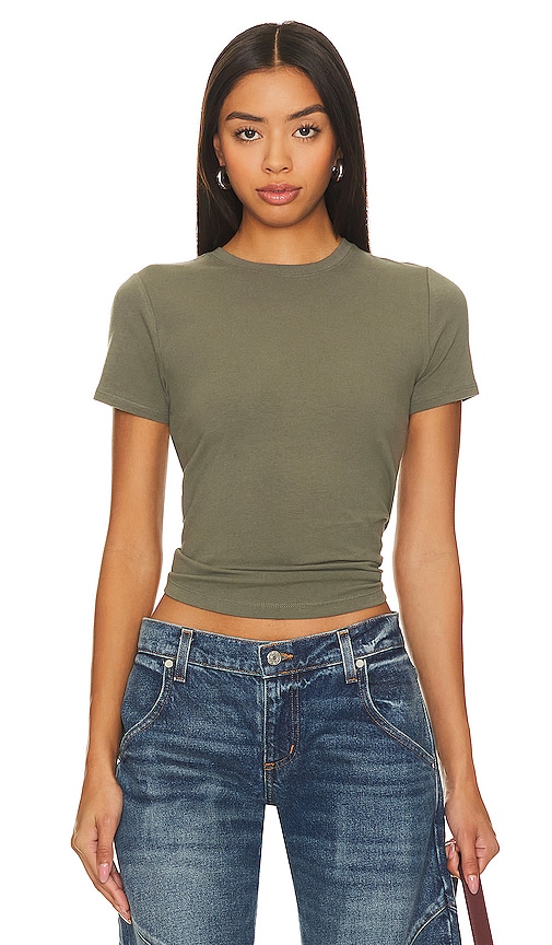 Good American Cropped Baby Tee In Green
