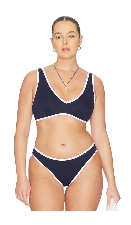 Good American Compression Deep V Bikini Top In Blue