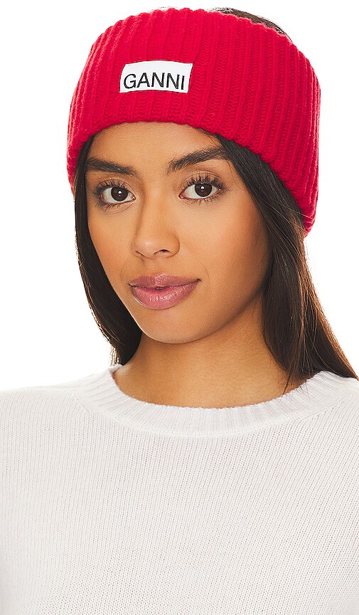 Ganni Structured Rib Headband in Racing Red | REVOLVE