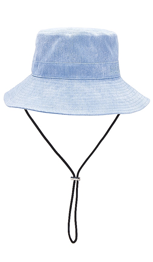Shop Ganni Fisherman Bucket Hat In Baby Blue