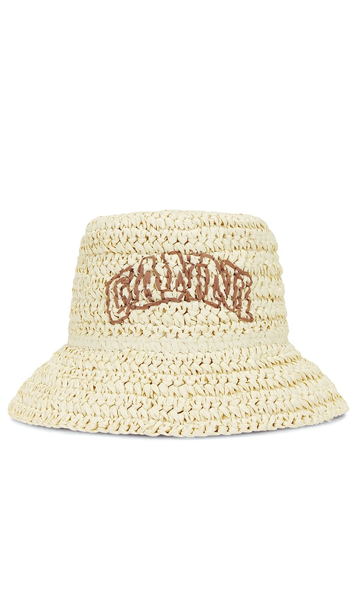 Shop Ganni Summer Straw Hat In Almond Milk