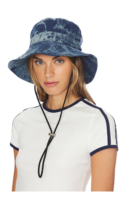 Shop Ganni Fisherman Bucket Hat In Blue