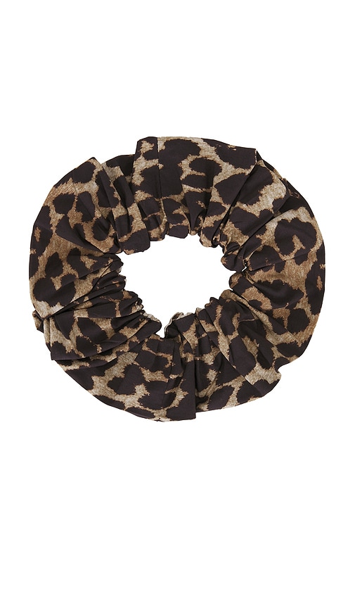 Printed Cotton Scrunchie in Brown.